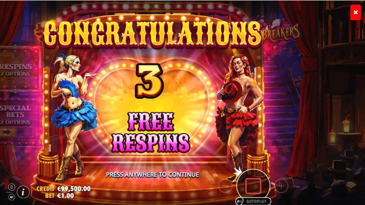Tampilan visual slot Heartbreakers dengan tema burlesque Western yang glamor