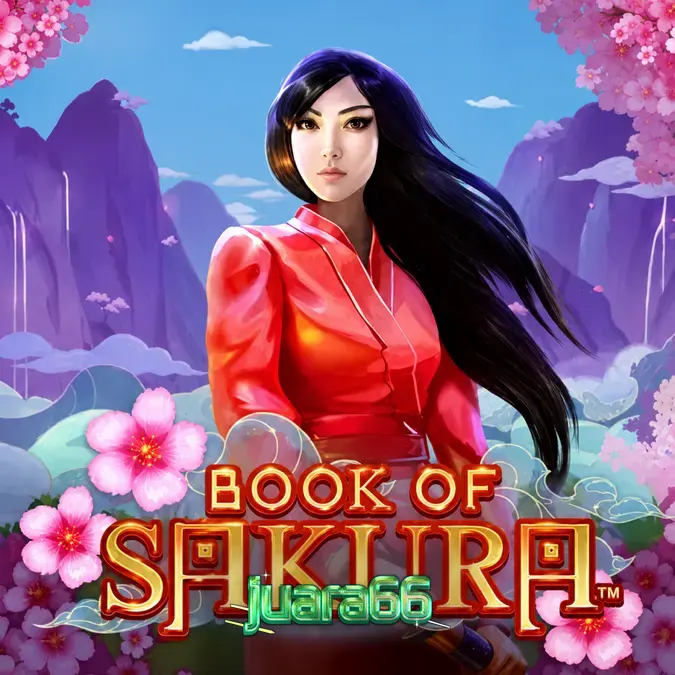 Tampilan visual permainan slot Book of Sakura dengan tema bunga sakura.